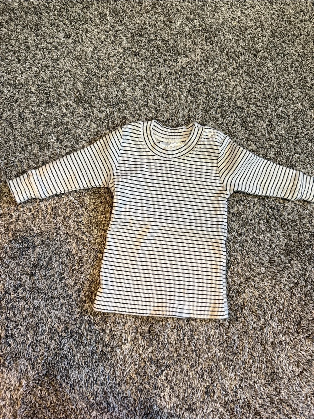 Mebie Baby Matching Set Pants Shirt Ribbed White and Black Striped 0-3M